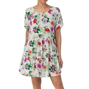 Kensie Medium Floral Print Woven Short Sleeve Round Neck Dress nwt (4957)